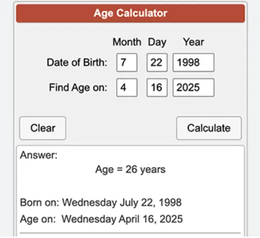 Age Calculator – Calculate Your Exact Age in Seconds