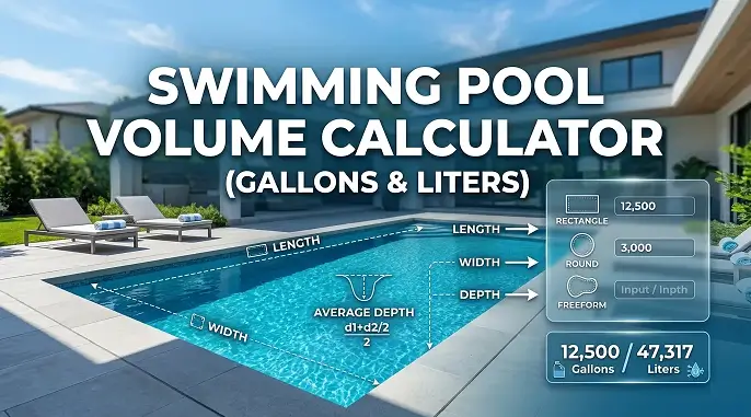 Swimming Pool Volume Calculator (Gallons & Liters)