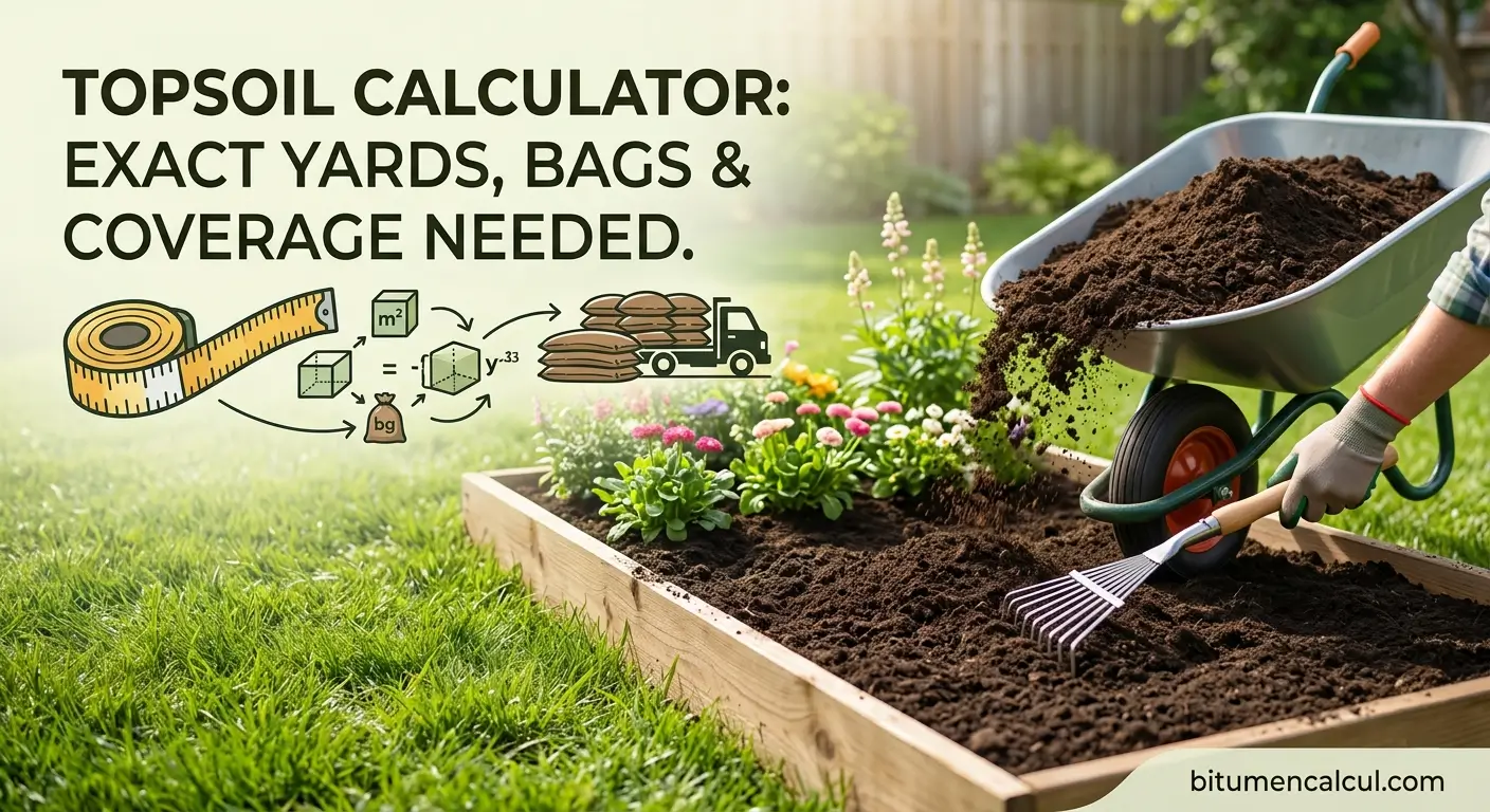 Topsoil Calculator - Exact Yards, Bags & Coverage Needed