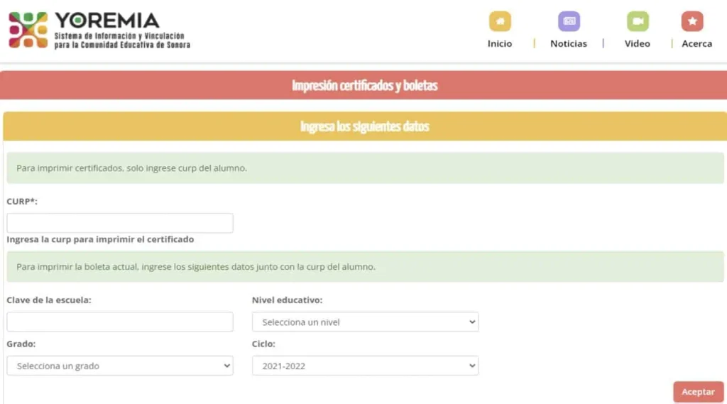 requisitos para consultar las calificaciones en yoremia