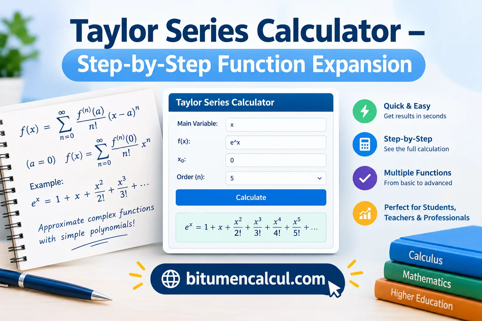 Taylor Series Calculator – Step-by-Step Function Expansion
